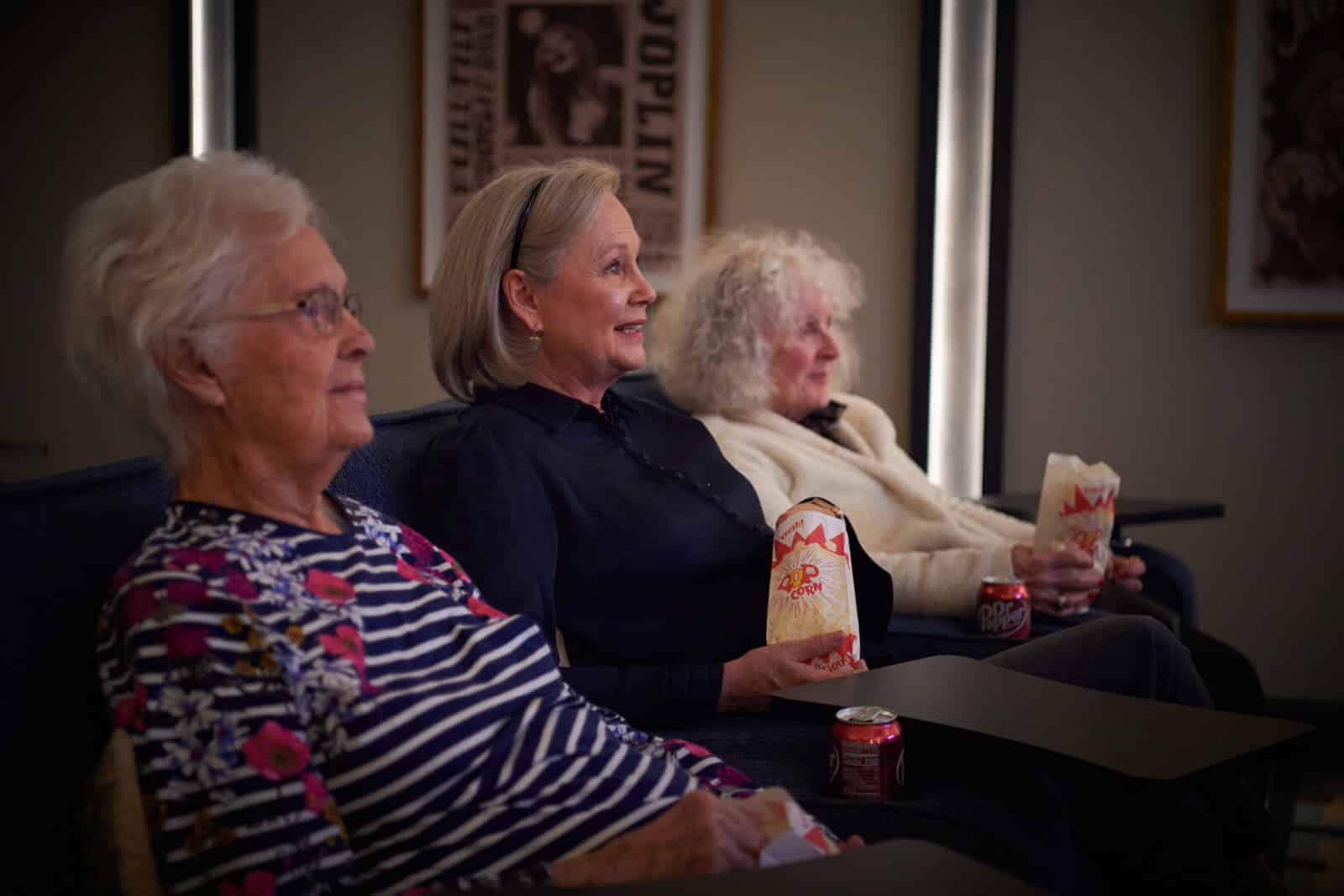 watching a moving and eating popcorn