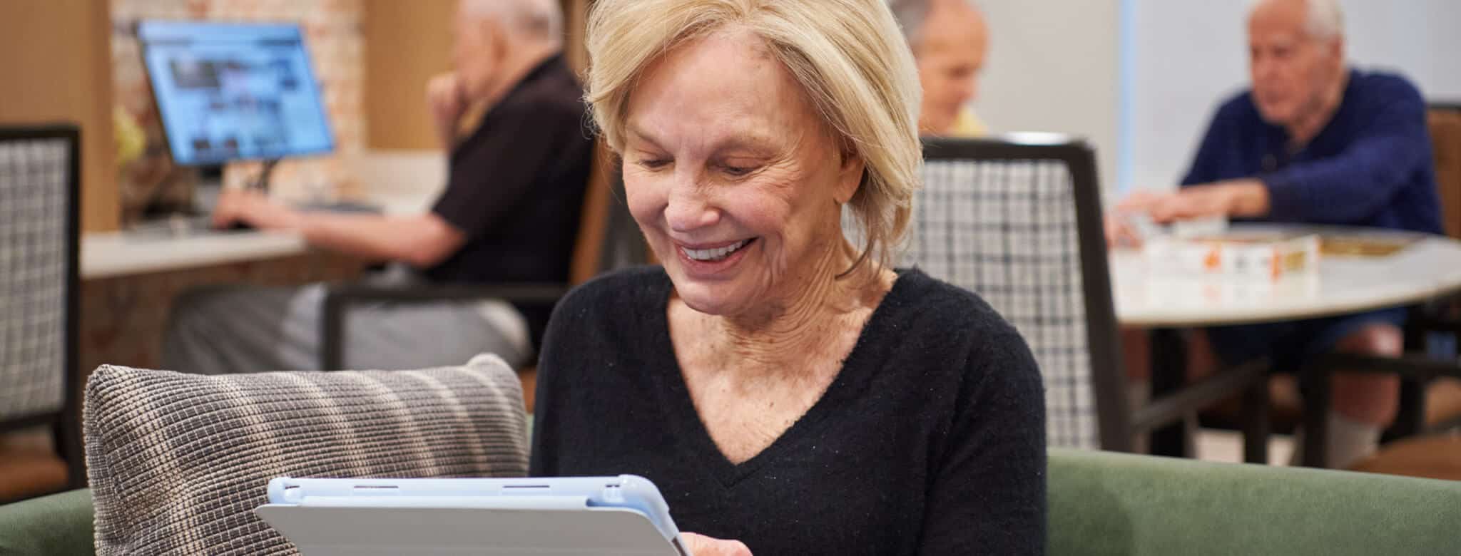 Resident using an tablet devise