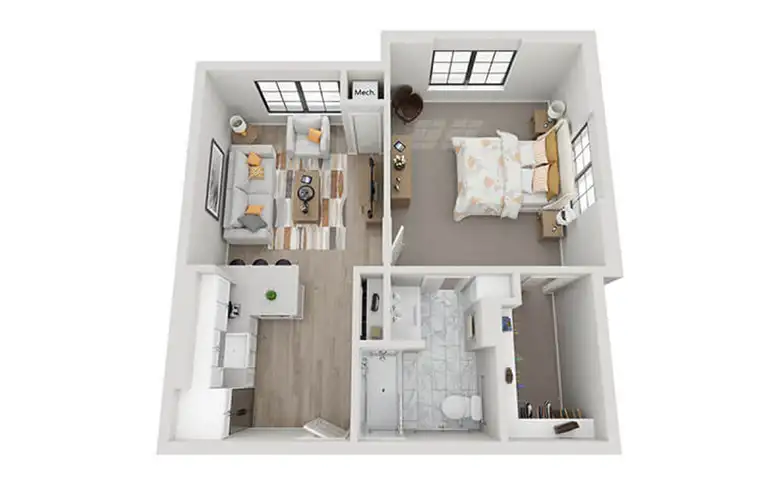 1 bedroom floor plan